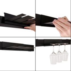 Glashalter für Versa Wandprofile, für 3-6 Weingläser, Aluminium, schwarz, 31.5cm