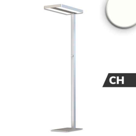 LED Office Pro Stehleuchte Up&Down, 40W+40W, UGR unter 19, silber, neutralweiß, Dimm-Regler, CH-Stecker
