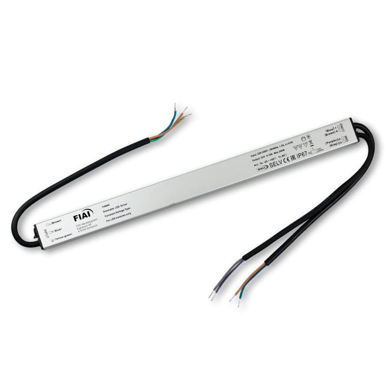 LED PWM-Trafo 24V/DC, 0-240W, Push/DALI-2 dimmbar, IP67, SELV, flach, ultraschmal