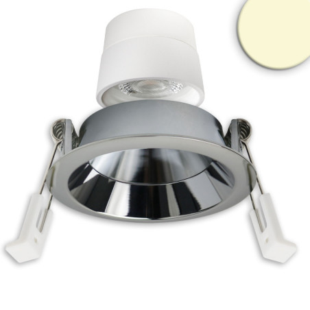 LED Einbaustr. Back68, alu glänzend, rund, 5W, CRI90, 3000K, schwenkbar, rückvers., UGR unter 12, dimmbar