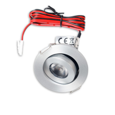 LED Einbauleuchte MiniAMP alu gebürstet, 3W, 24V DC, warmweiß, dimmbar