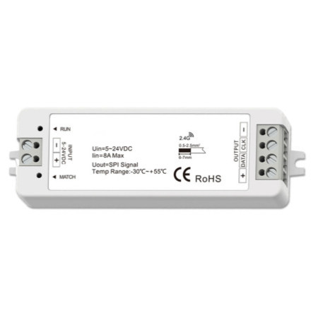 LED FUNK SPI-Controller für 8 - 1024 Pixel inkl. Fernbedienung, 12-24V DC, 8A