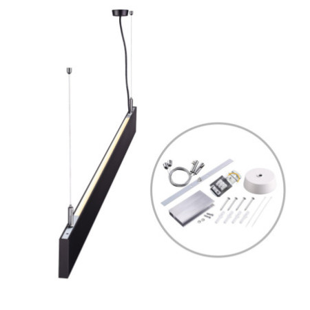 LED Hängeleuchte Linear Up&Down 600, 25W, prismatisch, linear- u. 90° verbindbar, schwarz, warmweiß