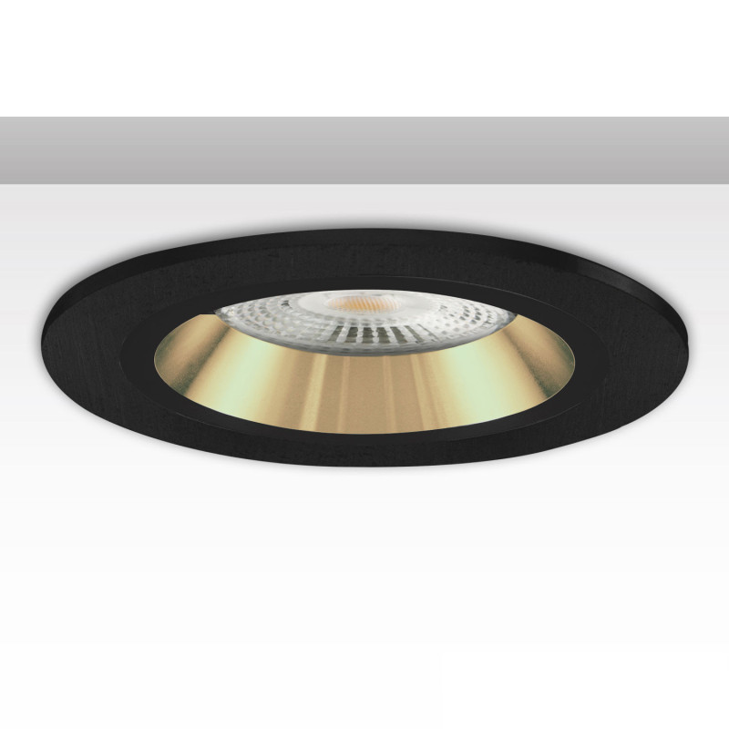 Einbaurahmen rund, Loch 80mm, schwarz + schwarz-gold, für GU10/MR16 Spots