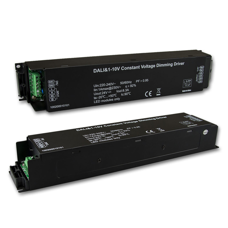 LED PWM-Trafo 24V/DC, 0-200W, IP20, 1-10V/Push/DALI-2 dimmbar