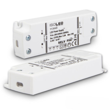 LED Trafo 12V/DC, 0-15W, SELV, ultraflach, schmal