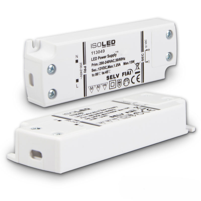 LED Trafo 12V/DC, 0-15W, SELV, ultraflach, schmal