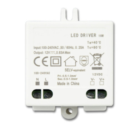 LED Trafo 12V/DC, 0-10W, SELV, flach