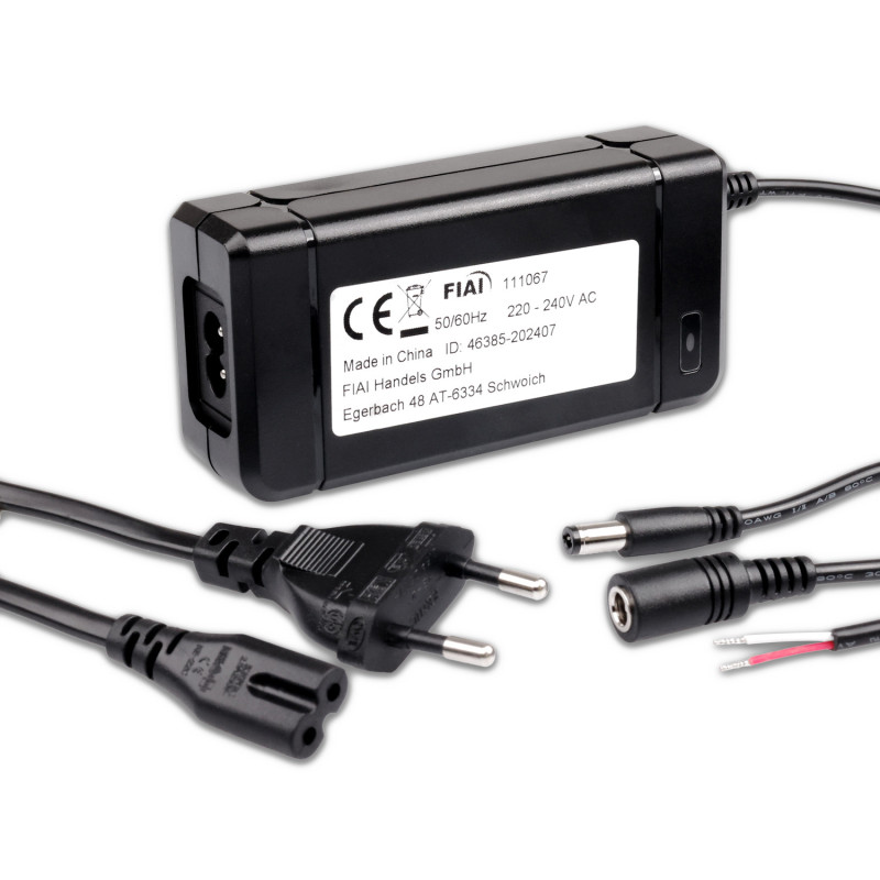 Trafo 24V/DC, 0-60W, mit Rundstecker und Flachstecker
