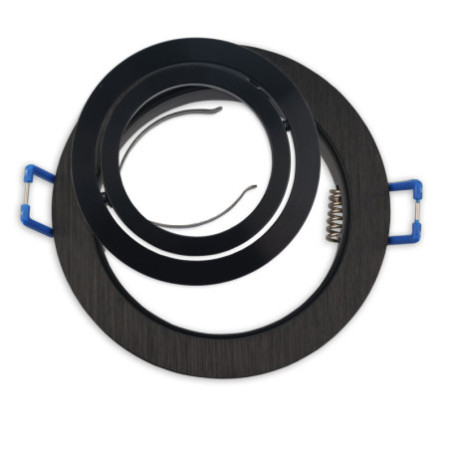 Einbaurahmen rund, Loch 80mm, schwarz + schwarz, für GU10/MR16 Spots