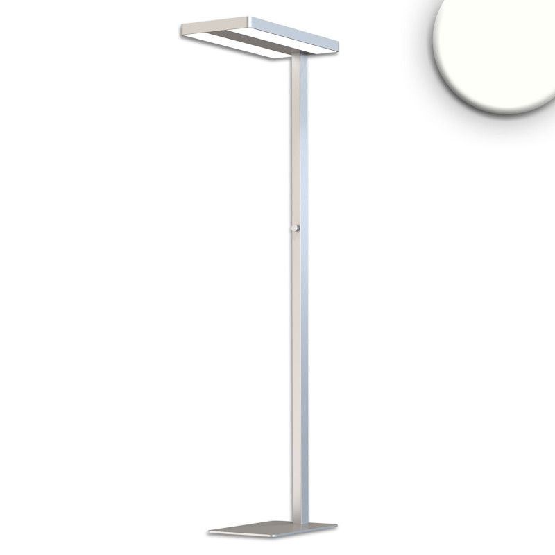 LED Office Pro Stehleuchte Up&Down, 40W+40W, UGR unter 19, silber, neutralweiß, Dimm-Drehregler