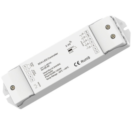 Sys-Pro RGB+CCT Push/Funk Mesh PWM-Dimmer, 1-5 Kanal, 12-48V DC 5x5A